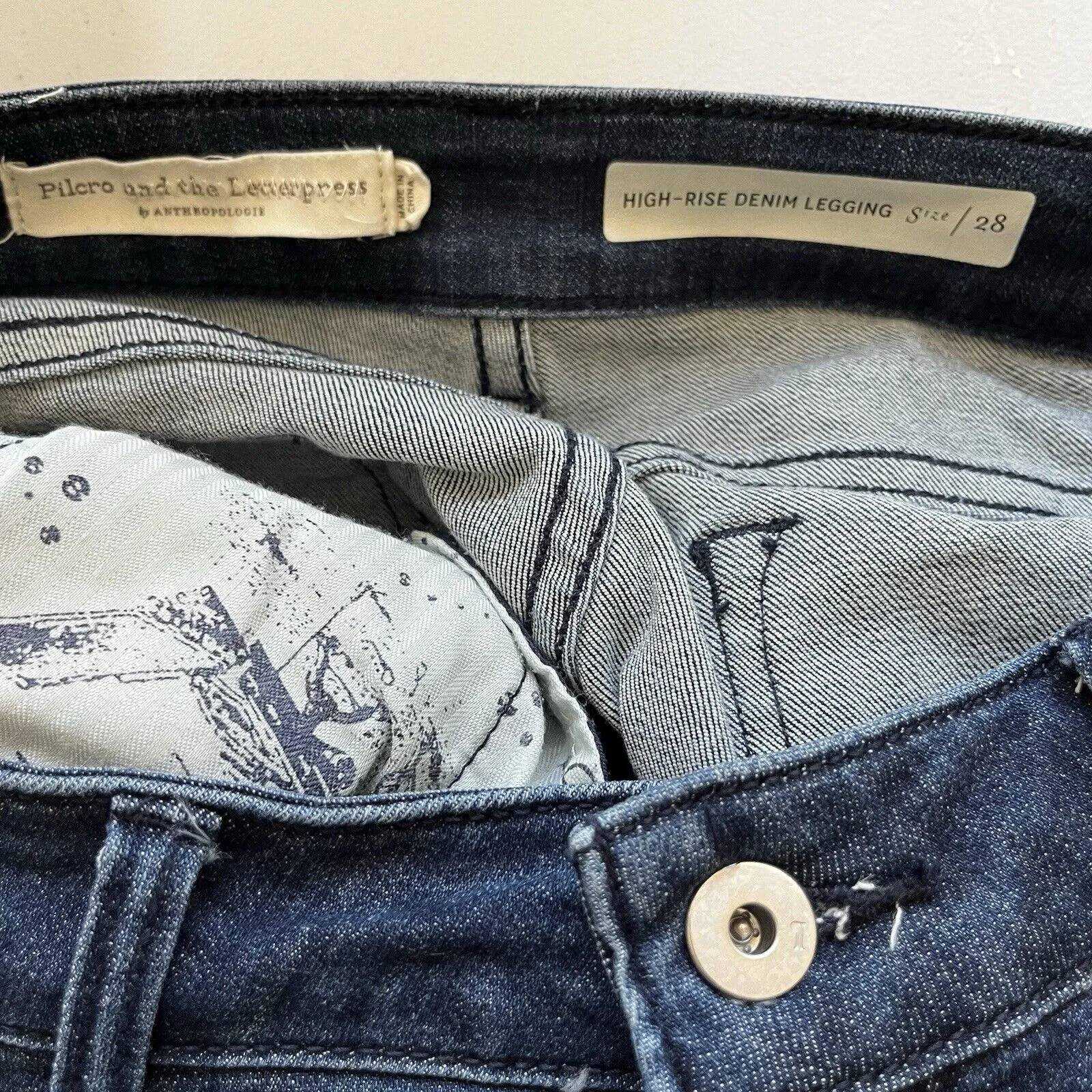 Pilcro & The Letterpress Anthropologie‎ Womens High Rise Denim Legging Sz 28 - Image 4
