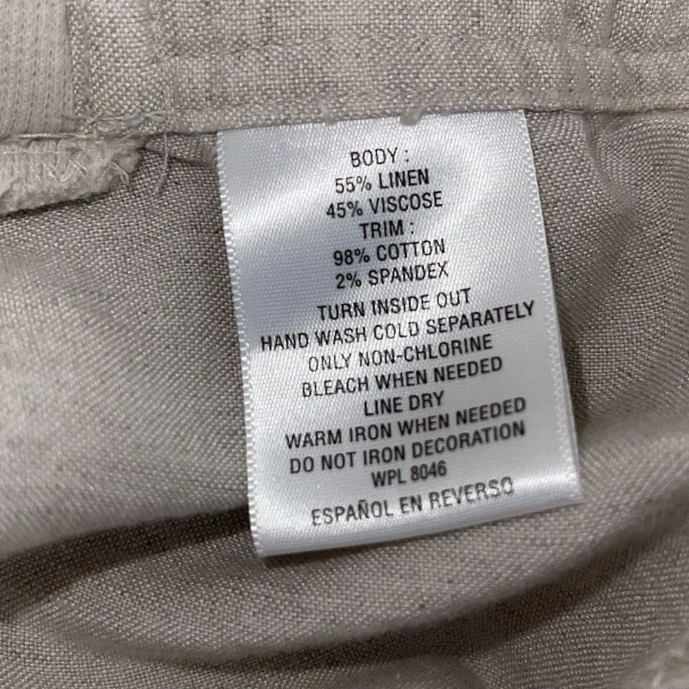 JM Collection Womens Drawstring Elastic Waist Trouser Ankle Pants Cream XL - Image 6