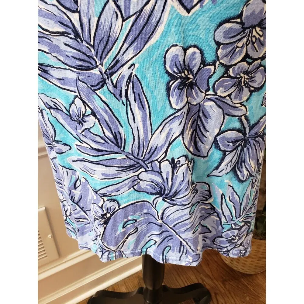 Caribbean Joe Womens Blue Cotton Round Neck Long Sleeve Knee Length Dress Medium - Image 4