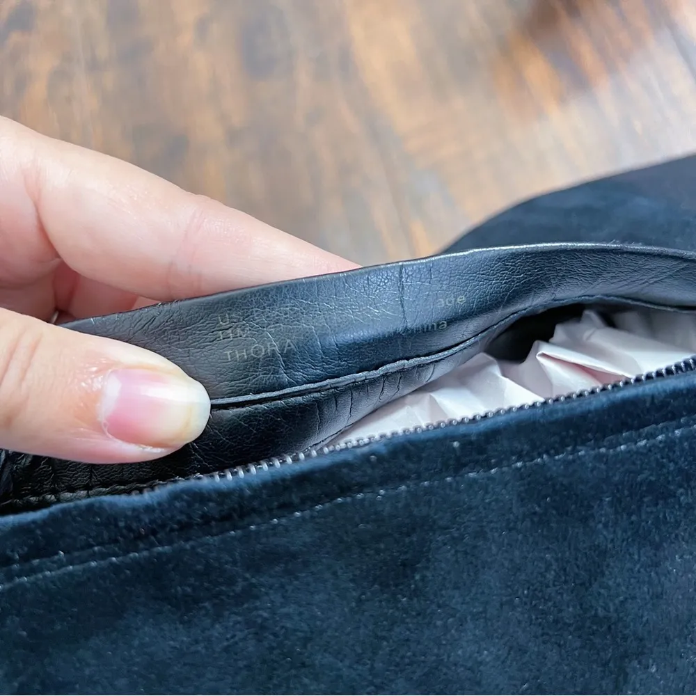 Sam Edelman • Thora Knee Boots black suede leather tall block heel almond toe - Image 5