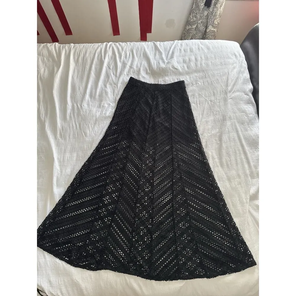 NWT H&M Black Sheer Maxi Skirt Women's 4 Crochet Gothic Whimsigoth Knit Goth - Image 2
