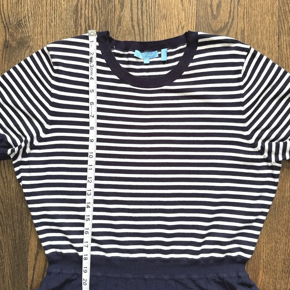 Draper James Knit Dress XXL Nautical Striped Ruffle Sleeve Pleated Skirt Stretch - Image 8