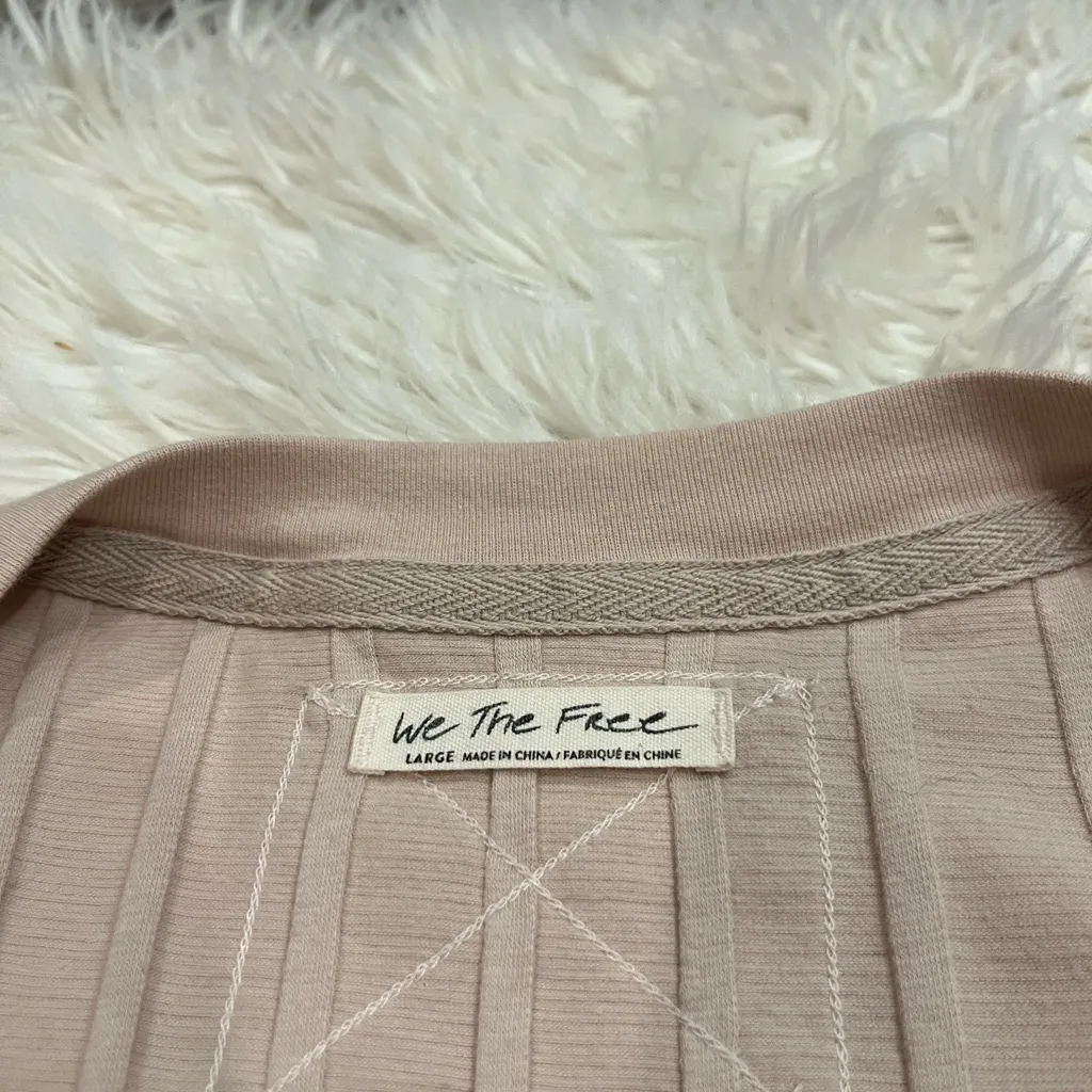 Free People We The Free ‘In The Mix’ slouchy ribbed cotton blend henley top L - Image 6