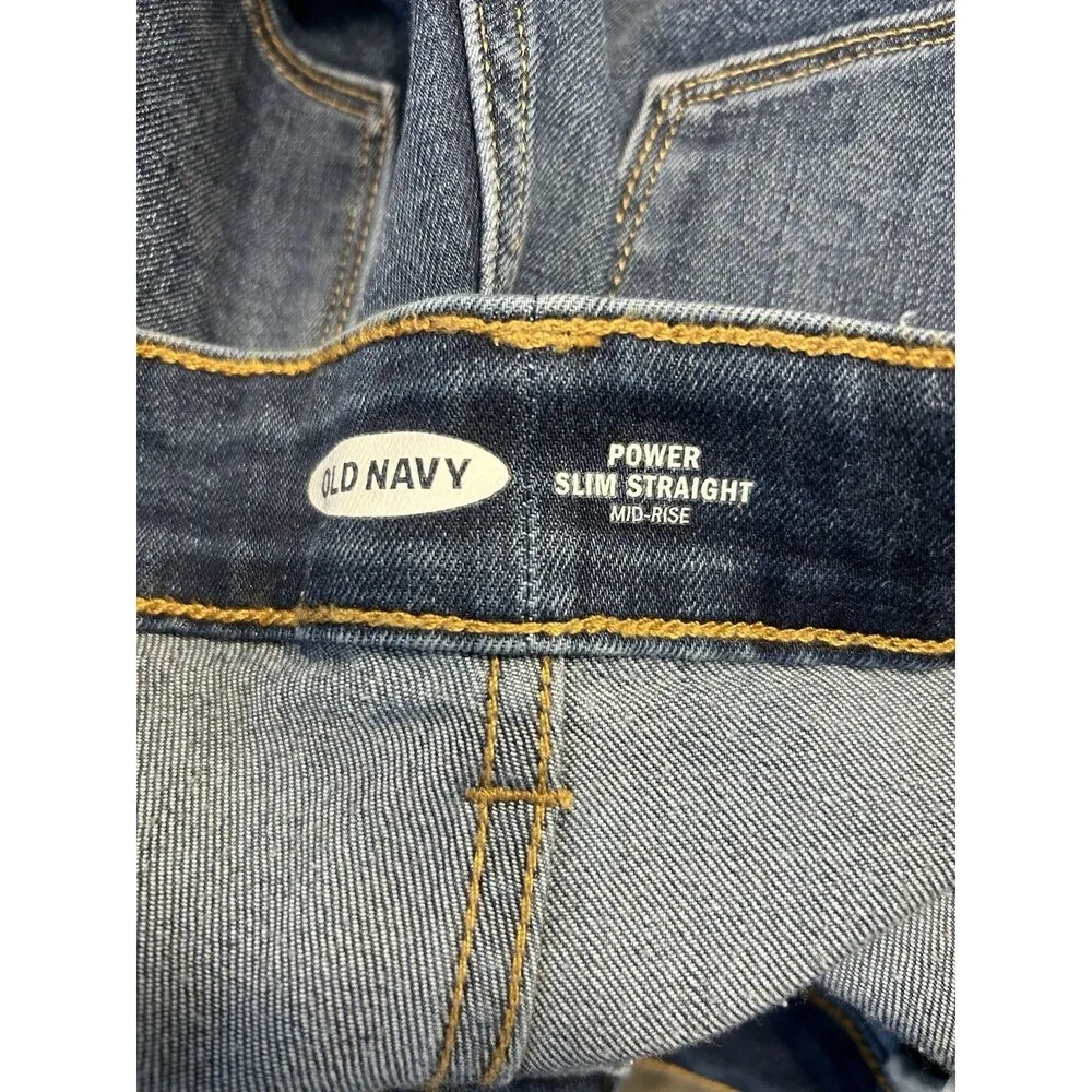 Old Navy Women Plus Size 24 Short Mid-Rise Power Slim Straight Distressed Jeans - Image 2