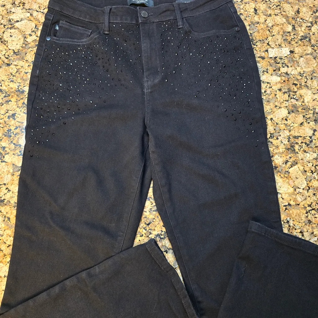 Judy Blue High Rise Rhinestone Slim Fit Jeans‎ in Black sz 15/32 - Image 3