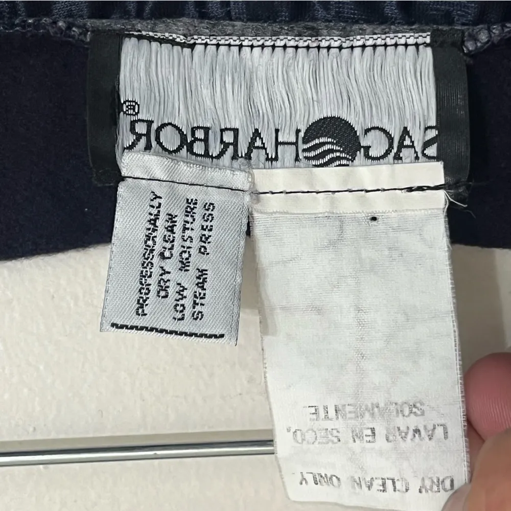 Sag Harbor Vintage Black 100% Wool Lined Ultra High Rise Pleated Pants Size 16 - Image 8