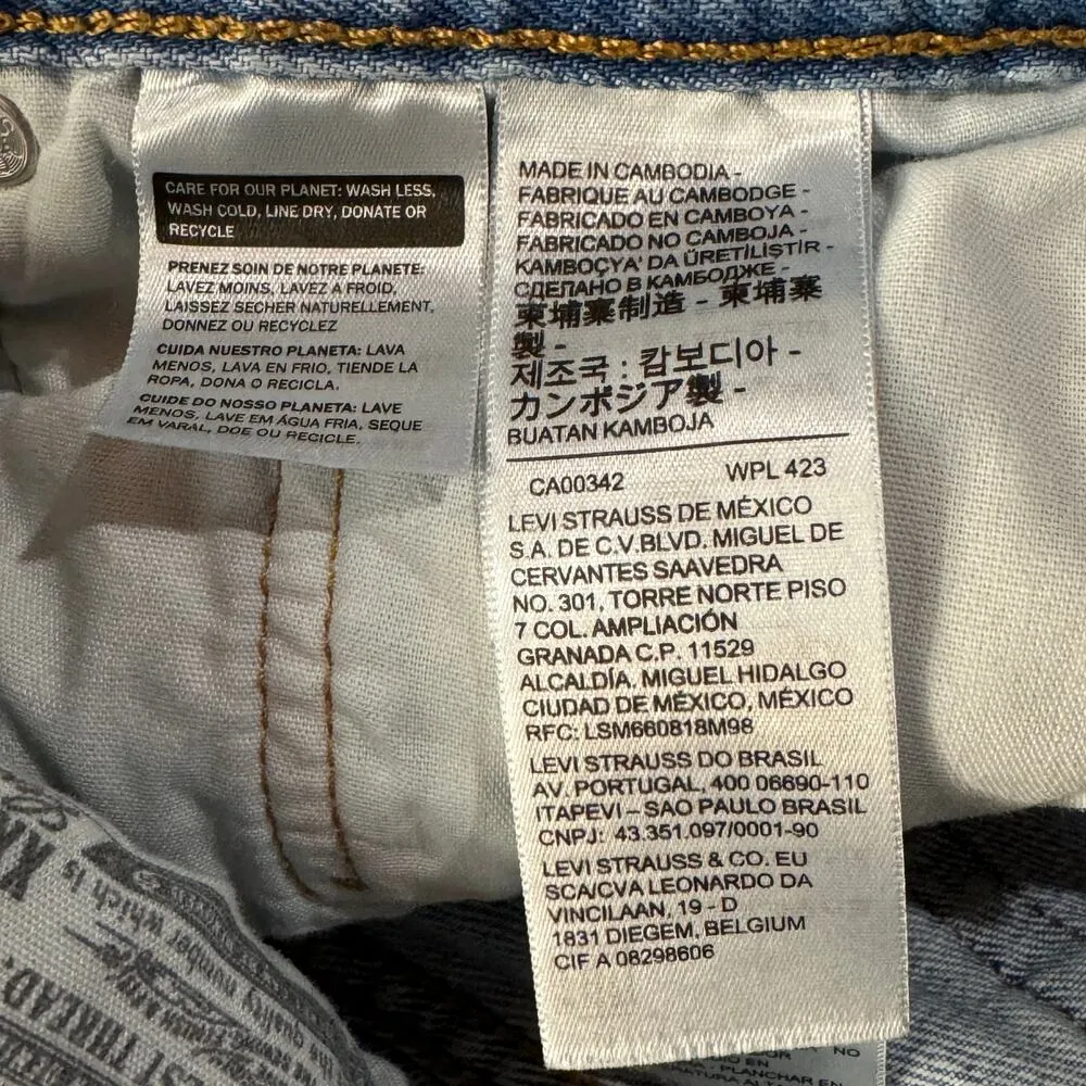 Levi’s 501 SZ W30 Jean Shorts Button-Fly Distressed Light Wash Frayed Hems Blue - Image 7