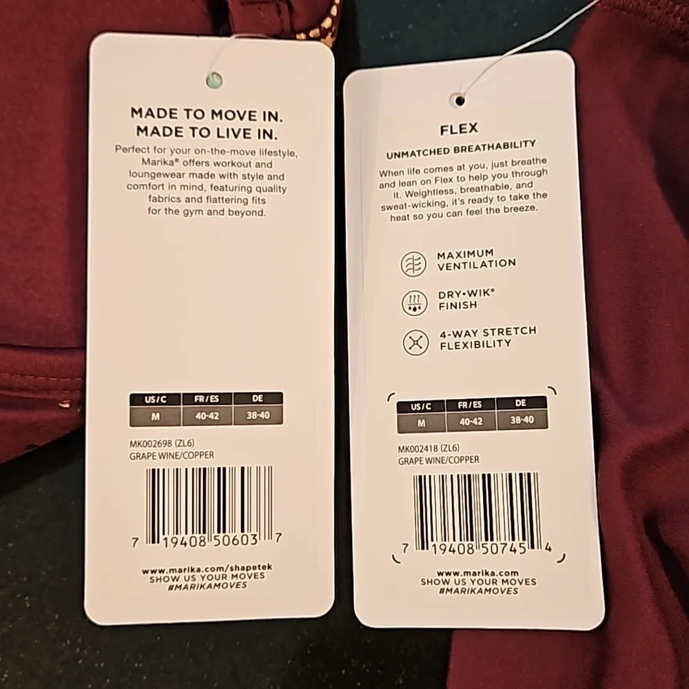 💕MARIKA💕 Marley Metallic Sports Bra + Leggings Grape Wine/ Copper Medium M NWT - Image 15