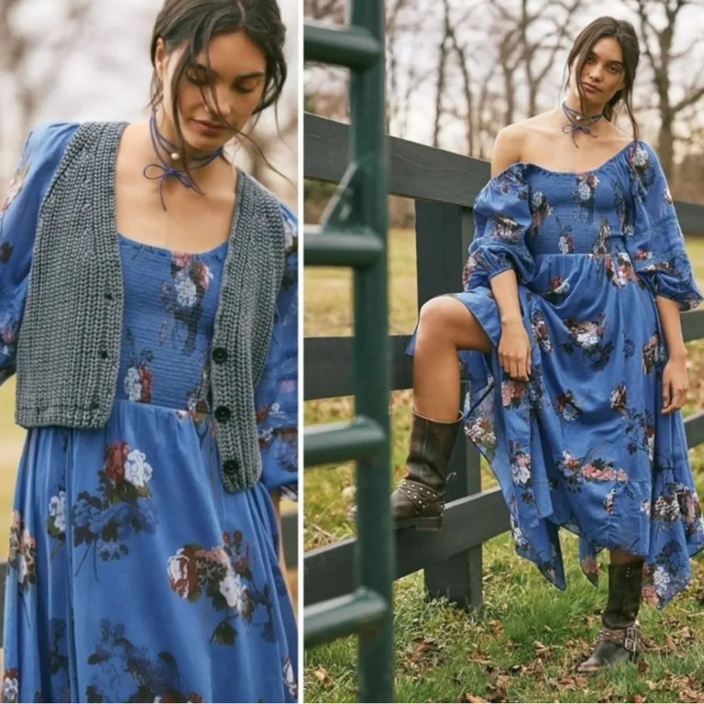 Free People Coquette Pearl & Bow Grapejuice Blues Choker Necklace in Blue NWT - Image 3