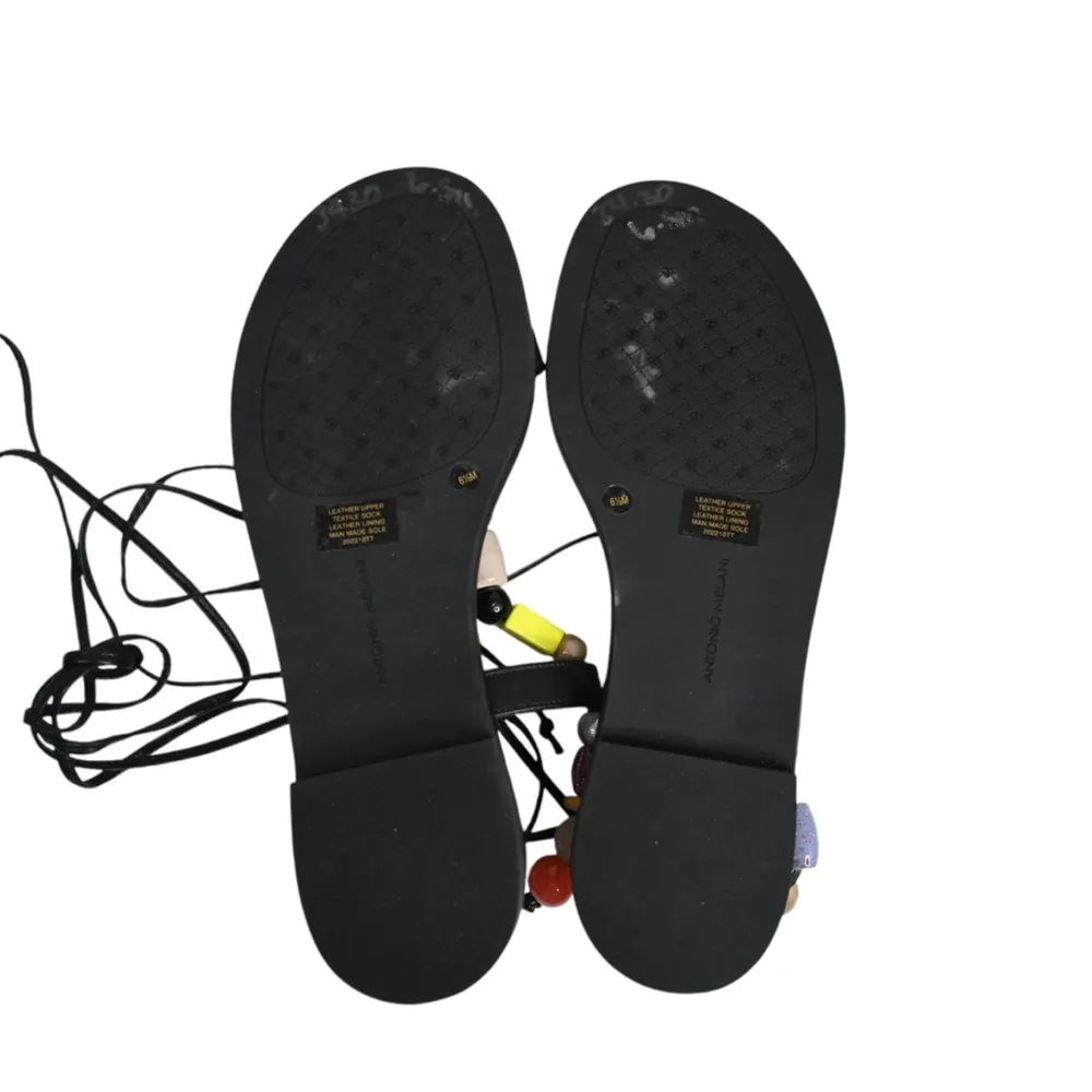 Antonio Melani Womens 6.5 Loola Beaded Leather Gladiator Sandal in Black - Image 10