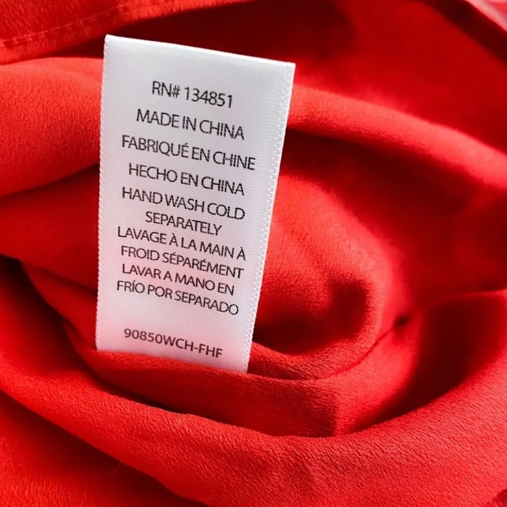 WAYF Chelsea Tiered Ruffle Maxi Dress Red Tropical Flutter Sleeves Floral NEW 1X - Image 16