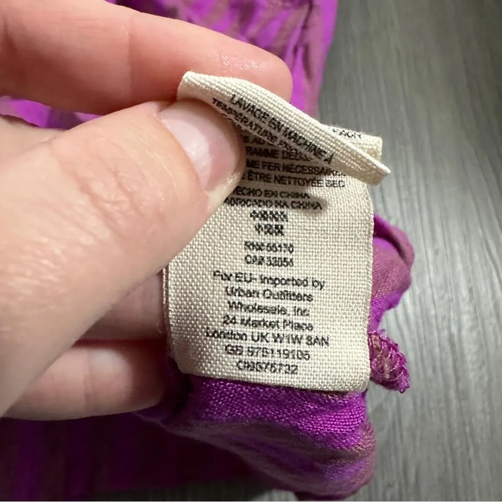 Free People Folk Town Linen Blend Purple &‎ Tan Striped Mini Dress Size S - Image 7