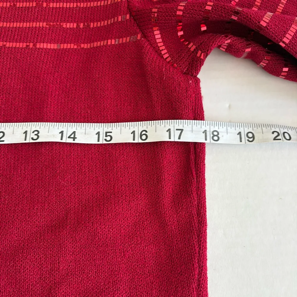 St. John Evening Dress sequin embellished mock neck Santana knit Size 6 red wool - Image 12