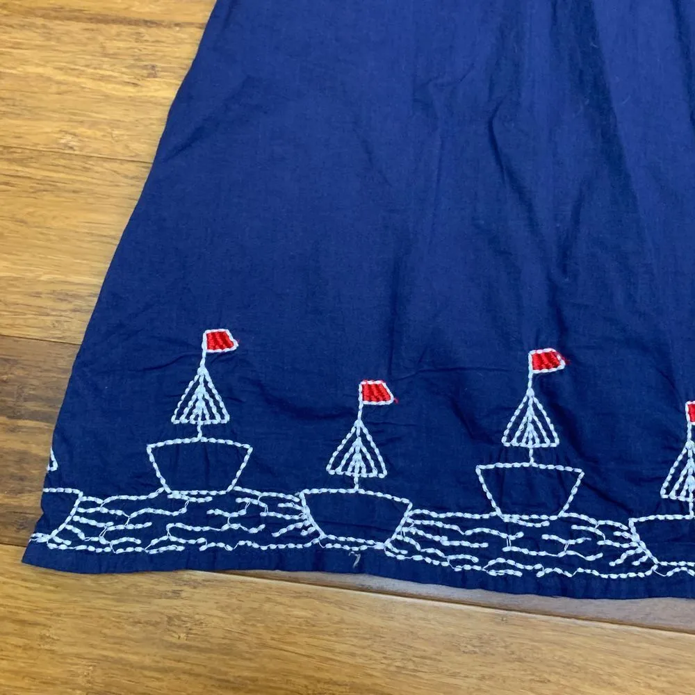 Beach Bebe Charleston Women 8 Top Navy Halter Nautical Sailboat Embroidered Tank - Image 3