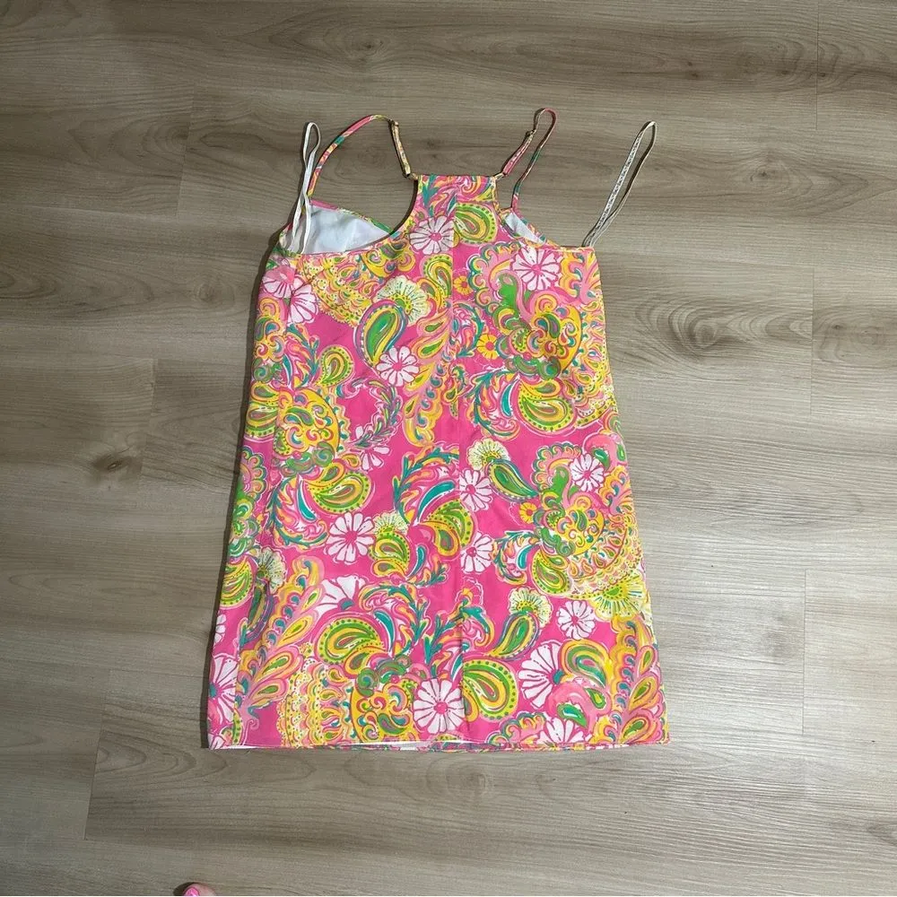 Lilly Pulitzer Dusk Hotty Pink Double Trouble Engineered‎ Silk Slip Dress Small - Image 12