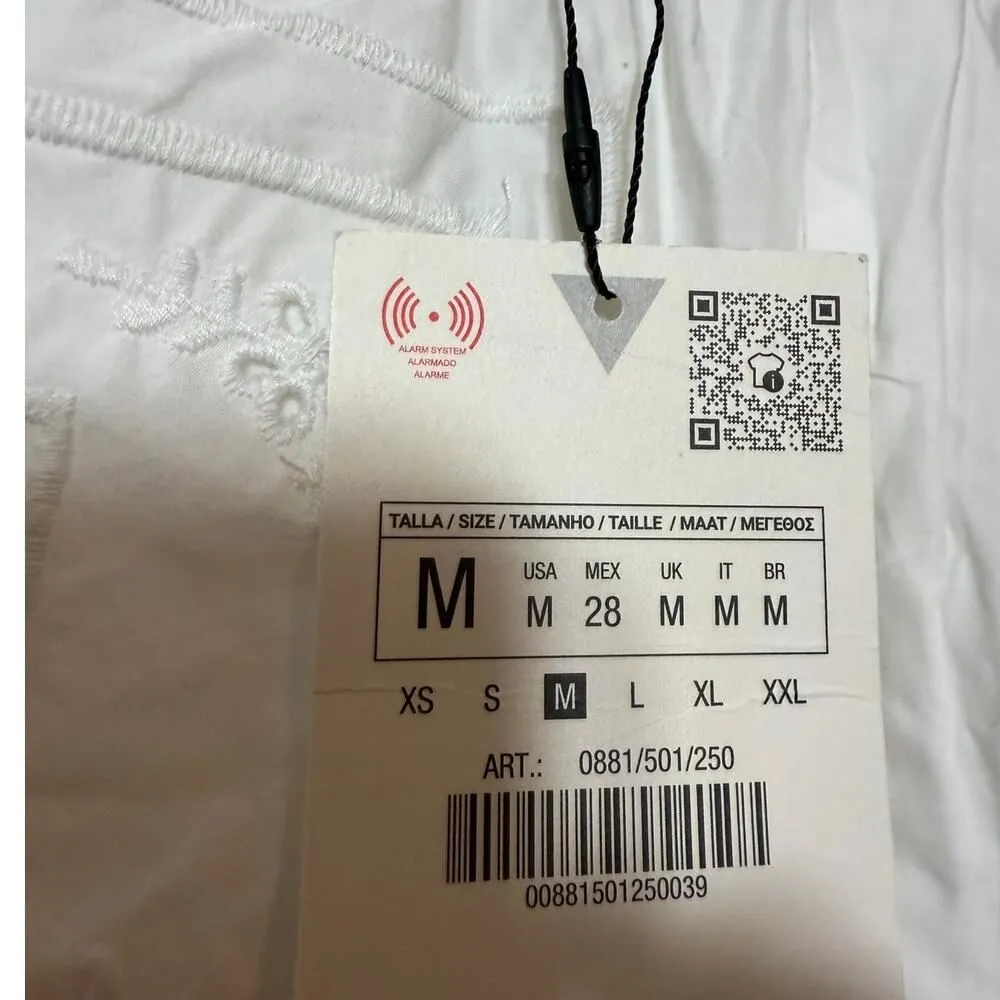 Zara White Eyelet Drawstring Shorts NWT Women's Sz. M - Image 4