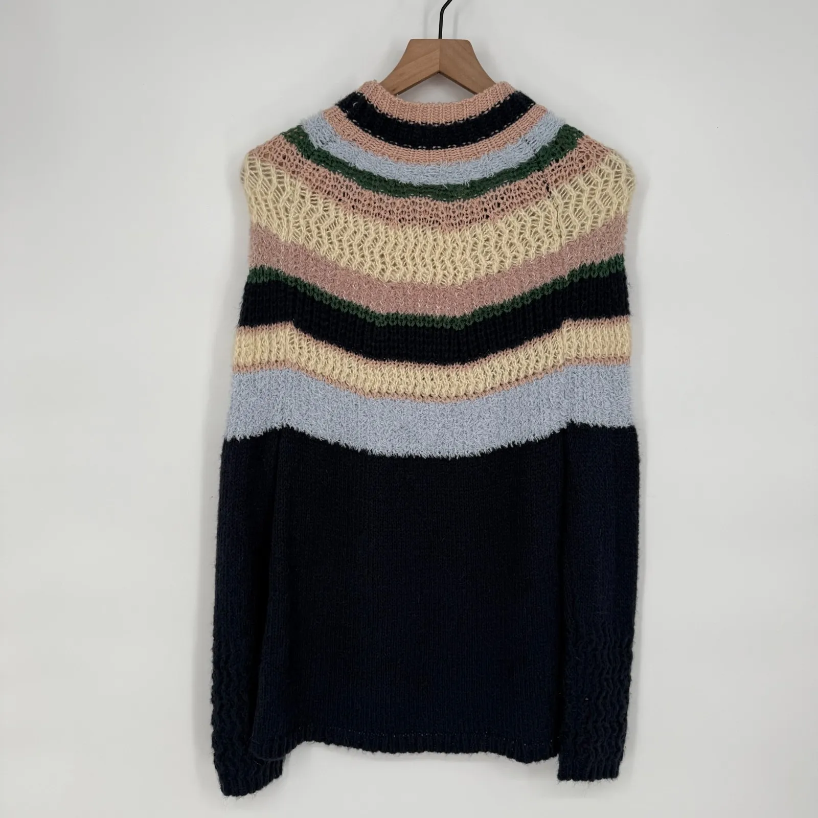 Caslon‎ Sweater Womens XS Multicolor Striped Cotton Wool Raglan Sleeve Mock Neck - Image 2