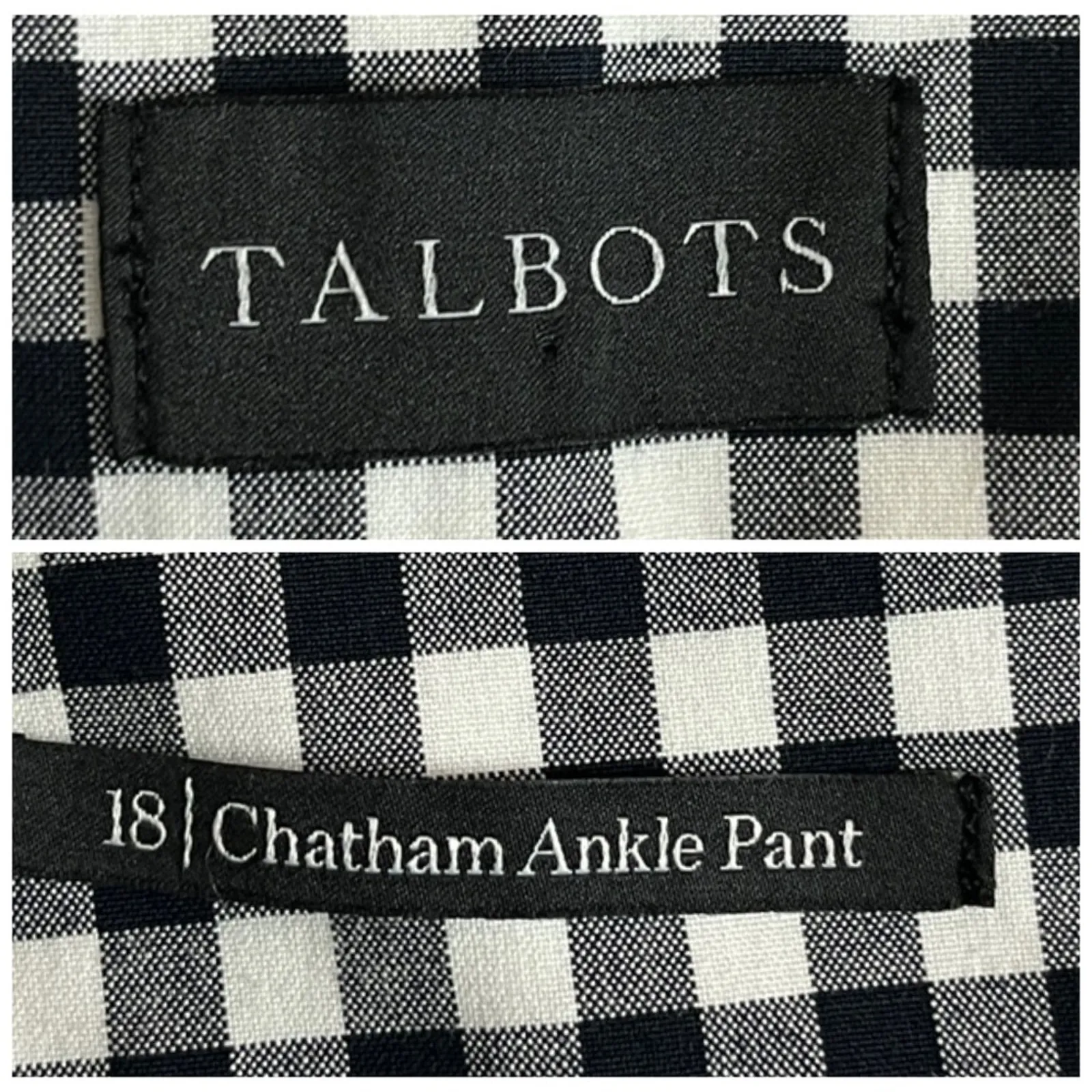 Talbots Pants Chatham Ankle Mid Rise Black White Gingham Women’s Plus Size 18 - Image 9