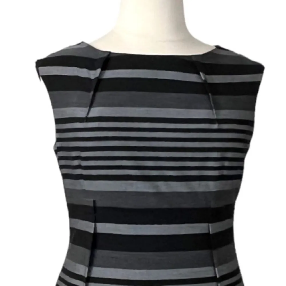 Calvin Klein Sheath Dress Sleeveless Black Gray Stripe Women's Size 14 Plus - Image 5
