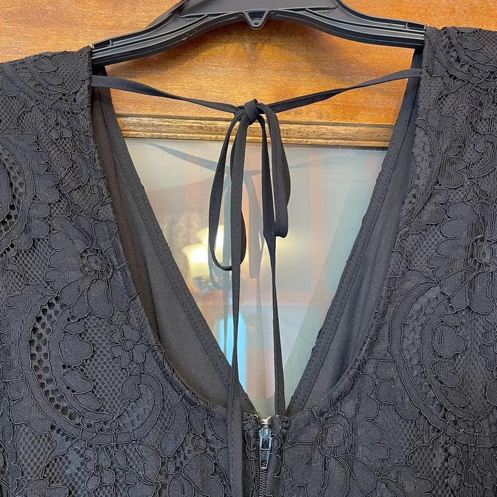 Trixxi Black Lace Scallopped Edge Sheer Jumpsuit NWT Built-in shorts - Image 9