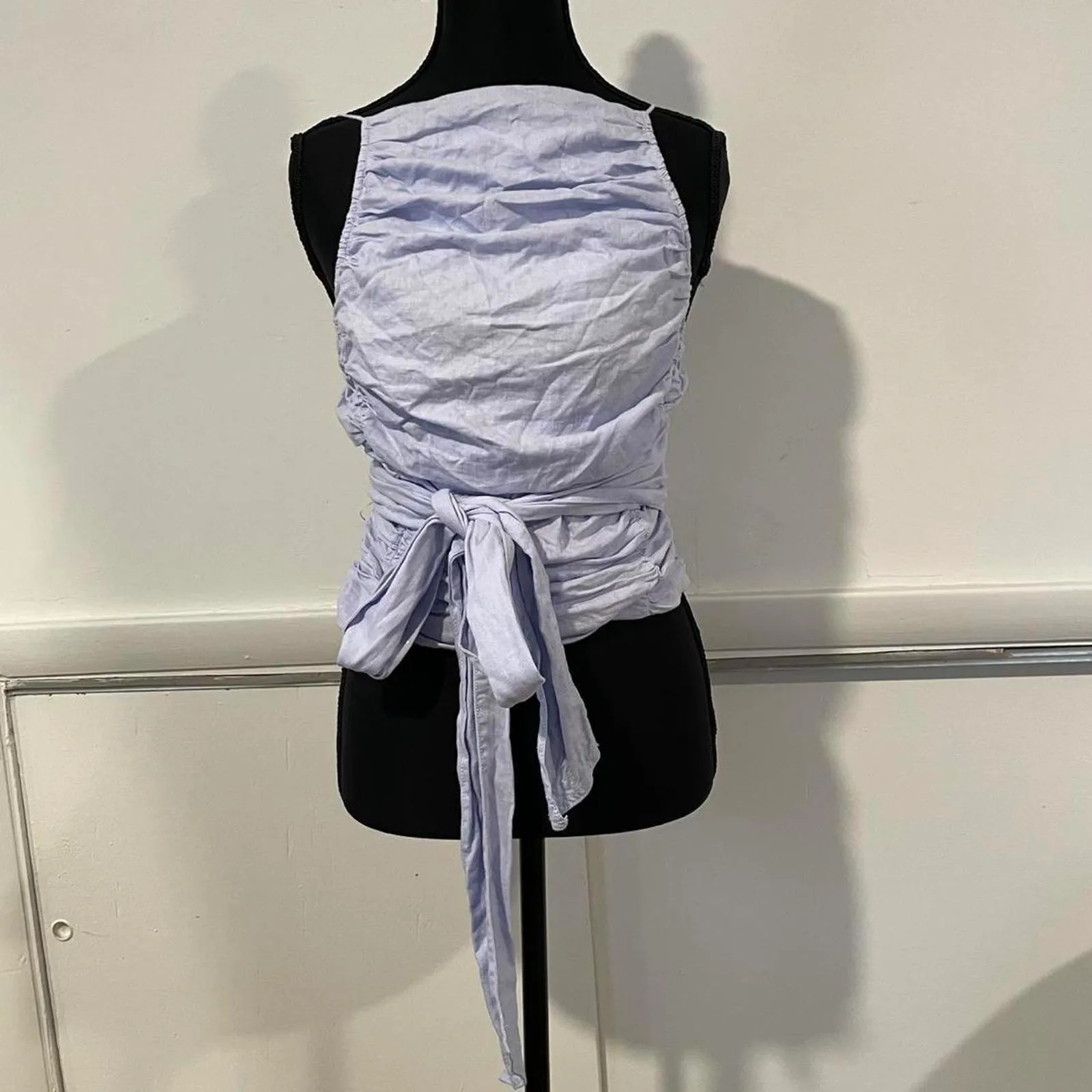 free people light blue top with wrap ties, size medium - Image 2