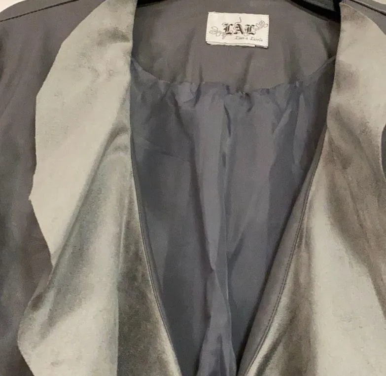Live a Little faux gray leather / suede jacket. Medium - Image 5