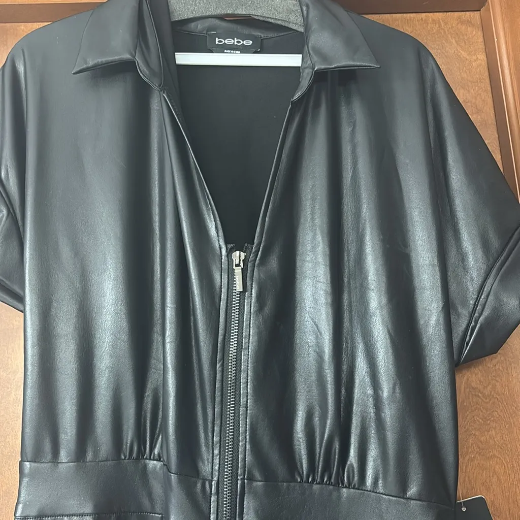 - NEW BEBE VEGAN LEATHER MOTO JUMPSUIT - Image 5
