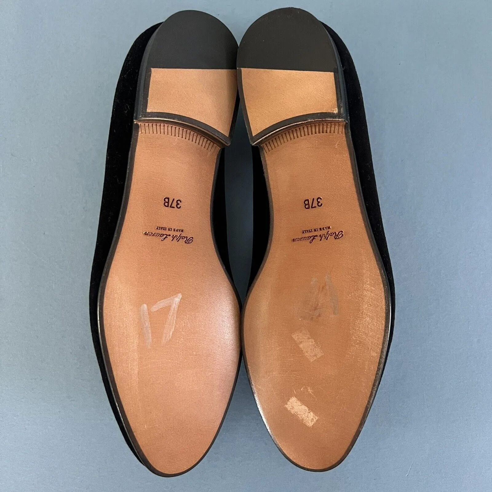 Ralph Lauren Purple Label Alonzo Monogram Bullion Black Velvet Slippers Size 6 - Image 8