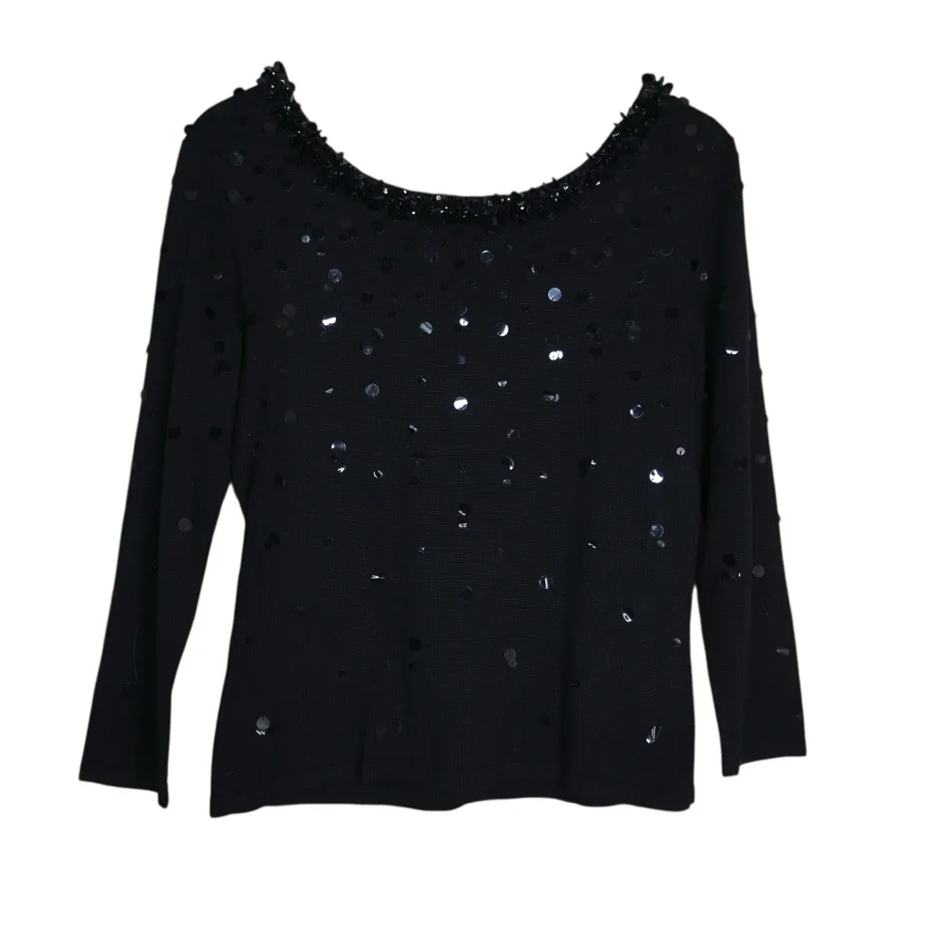 Talbots Petites Women's 3/4 Sleeve Silk Blend Paillette Sweater Small Petite - Image 2