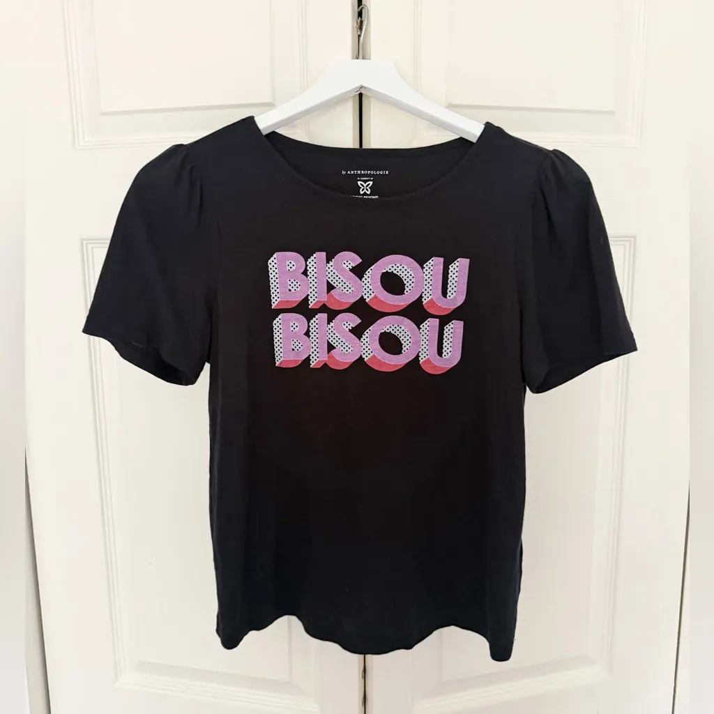 Anthropologie Bisou Living Beyond Breast Cancer Graphic Tee Black Pink Size XS - Image 4