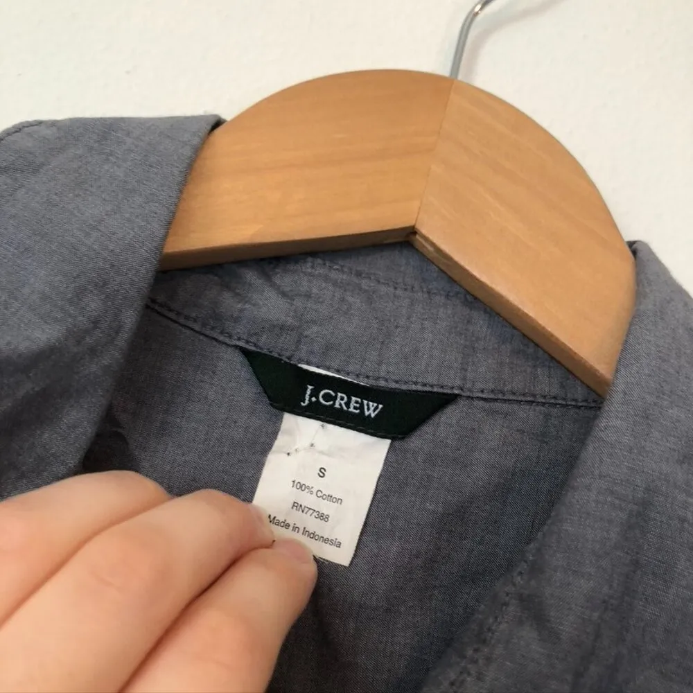 J. CREW Tuxedo Beach Tunic Muted Blue Denim Look Chambray Long Sleeve Cotton S - Image 7