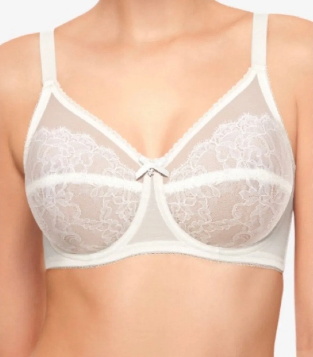 Wacoal 855186 white lace First Bloom Retro Chic Full Figure underwire bra 42DD - Image 1