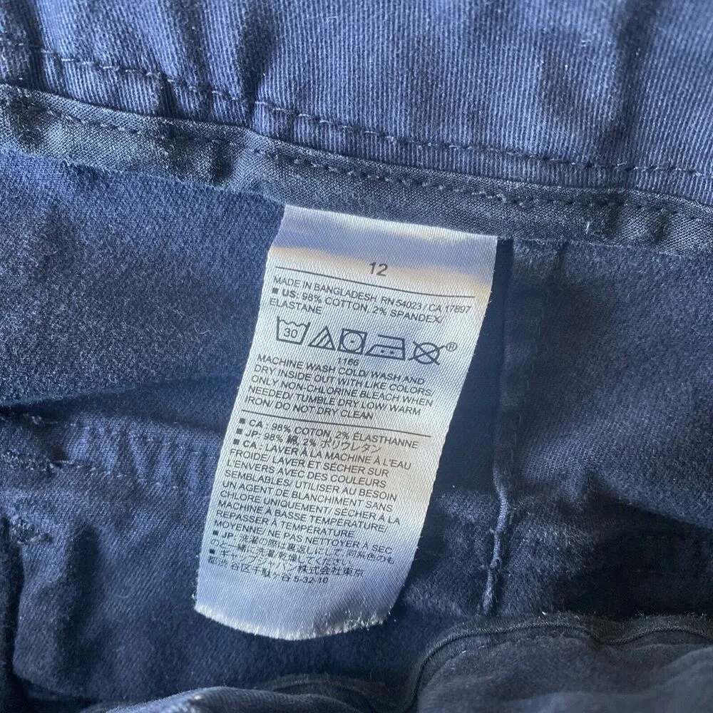 Banana Republic Authentic Chino Navy Cuffed‎ Shorts size 12 Preppy Summer Casual - Image 8