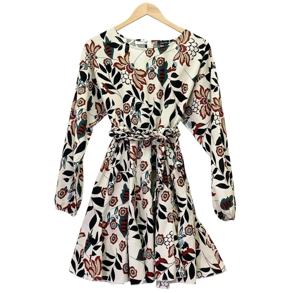 NWT Bohme Jacqui The Label Boho Floral Long Sleeve Belted Midi Dress Size Medium - Image 2