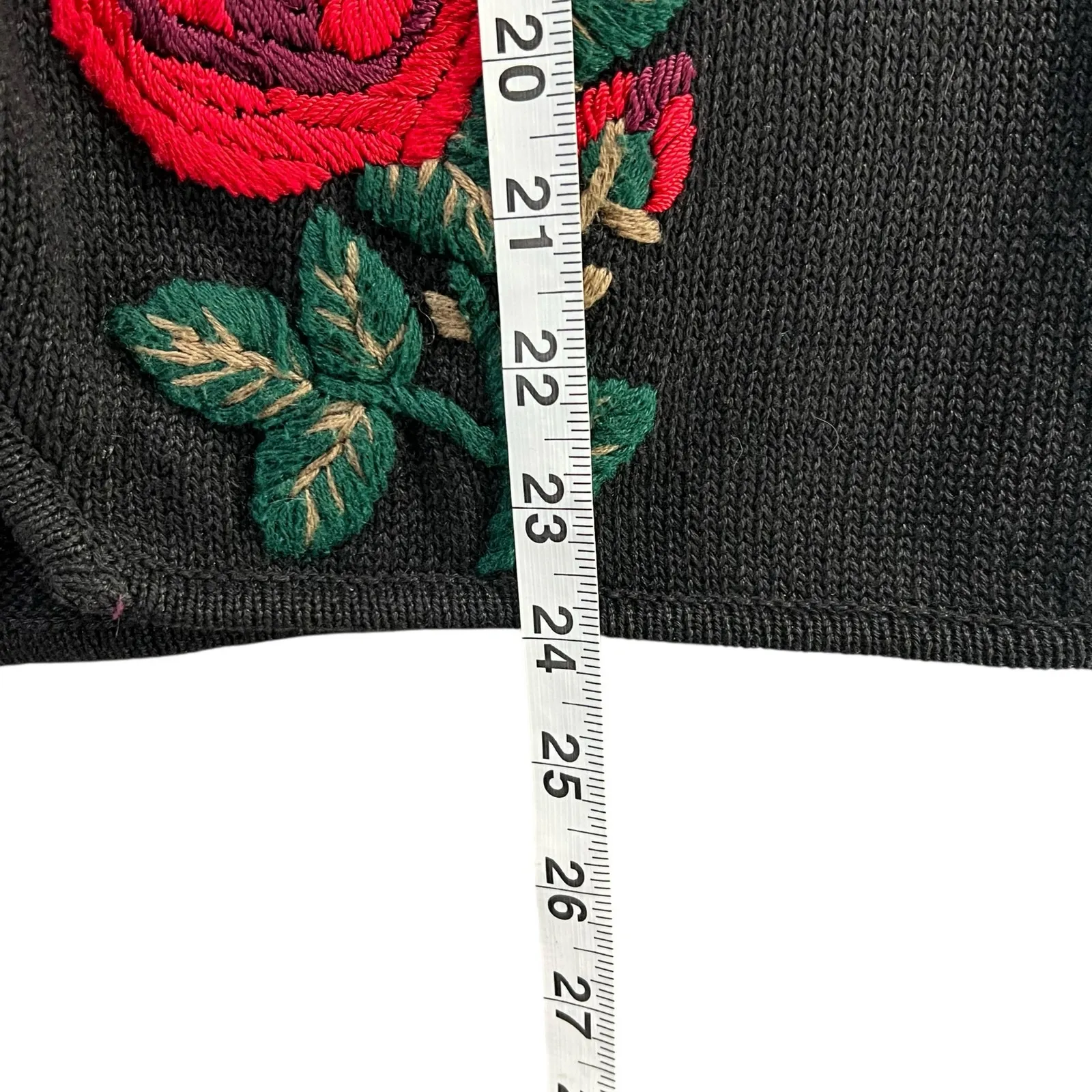 Christopher & Banks Vintage Sweater Vest Small Hand Embroidered Floral Holiday - Image 8