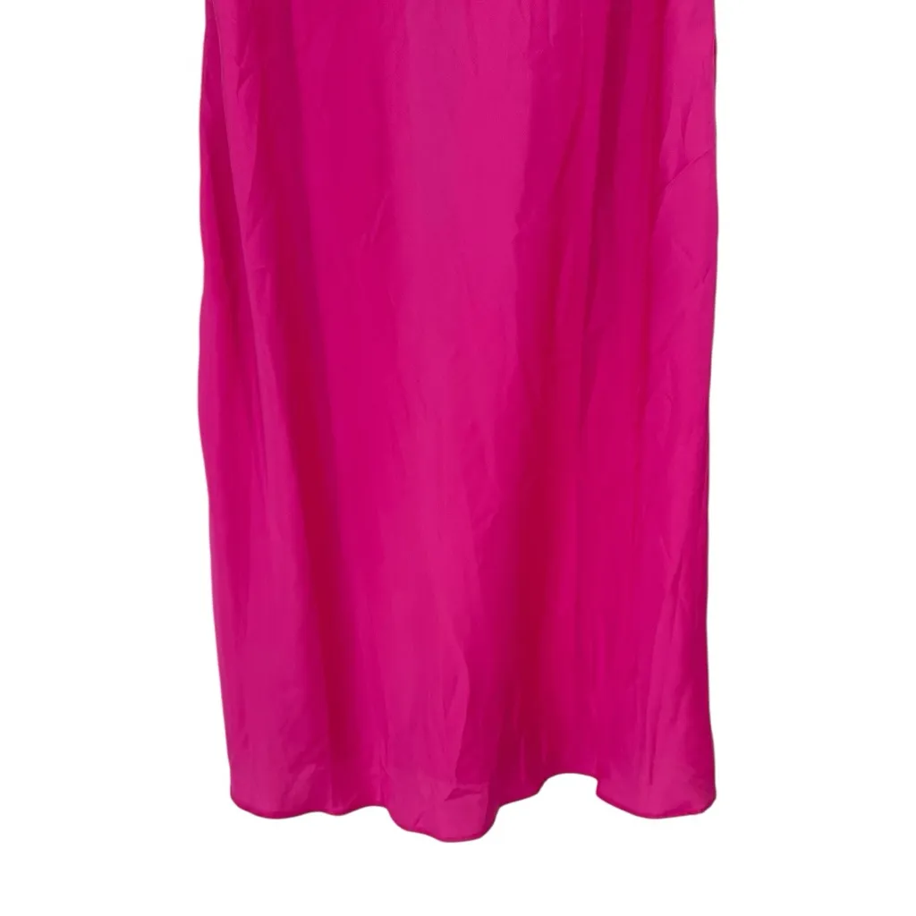 Tahari Hot Pink Satin Slip Midi Dress size Medium Cowl Neck NWT Cami Straps - Image 4
