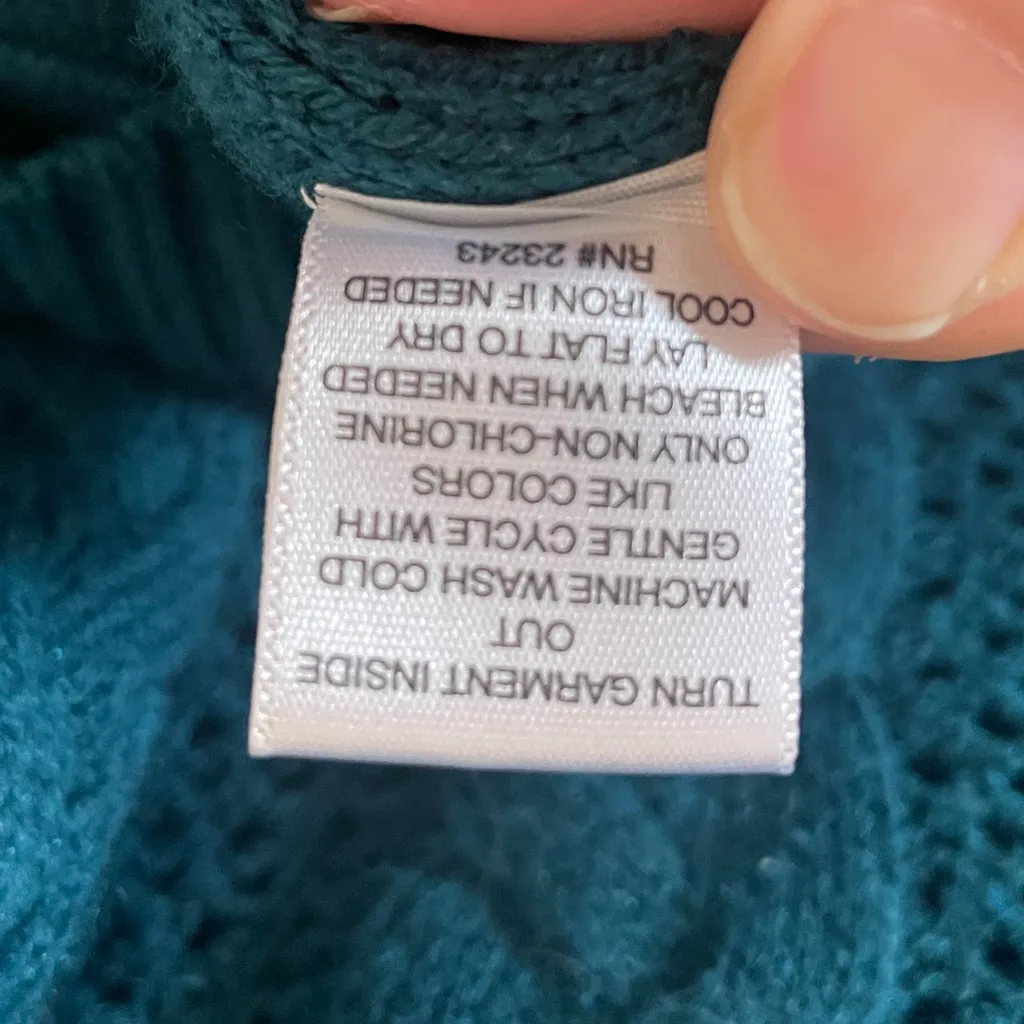 New York & Co Mock Turtle neck sweater Key Hole Dark Teal Blue Size XL Green - Image 5