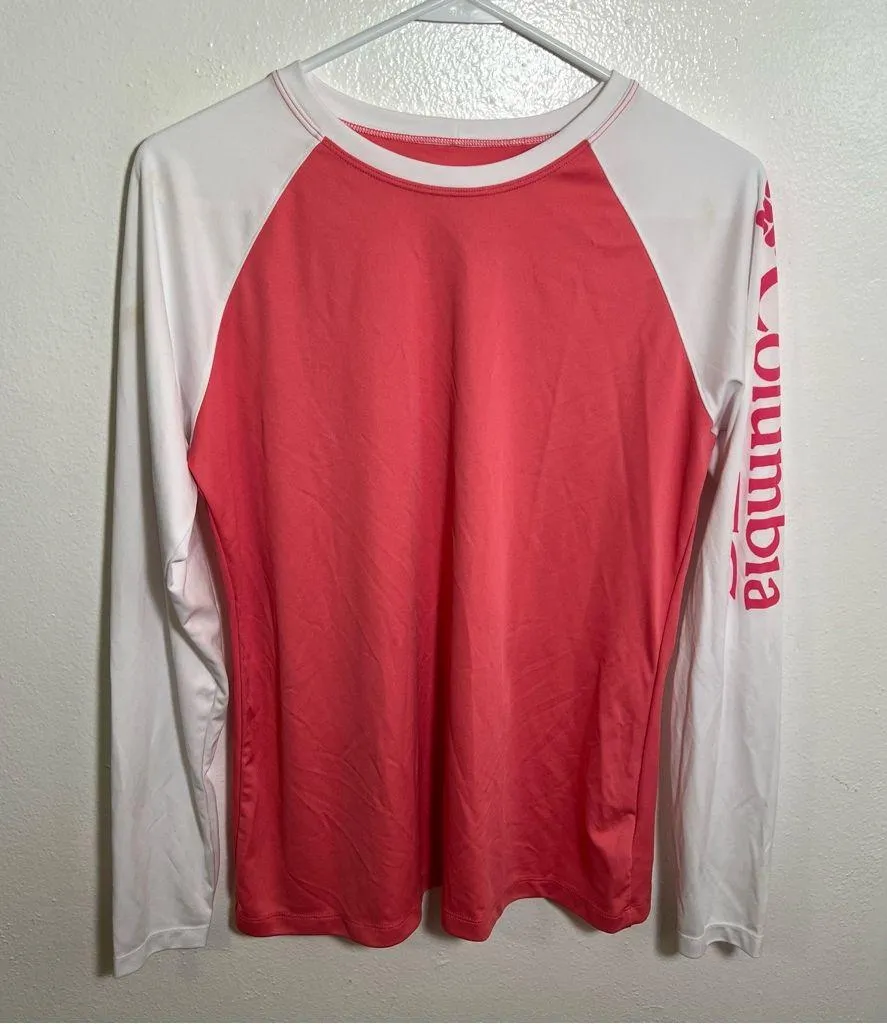 Columbia PFG Tidal II Long Sleeve T-Shirt Pink White M - Image 3