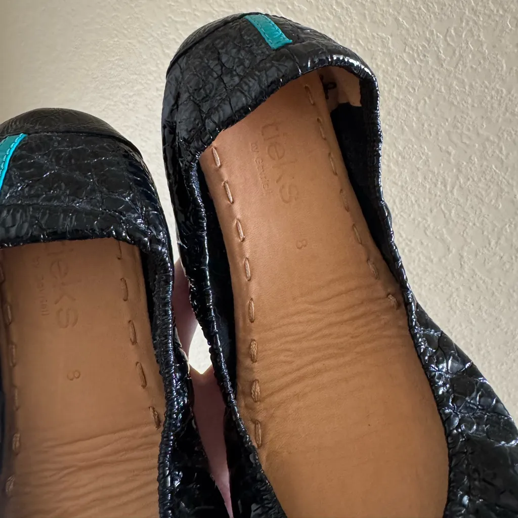 TIEKS by Gavrieli Obsidian Patent Leather Luxury Ballet‎ Flats Sz 8 Black - Image 6