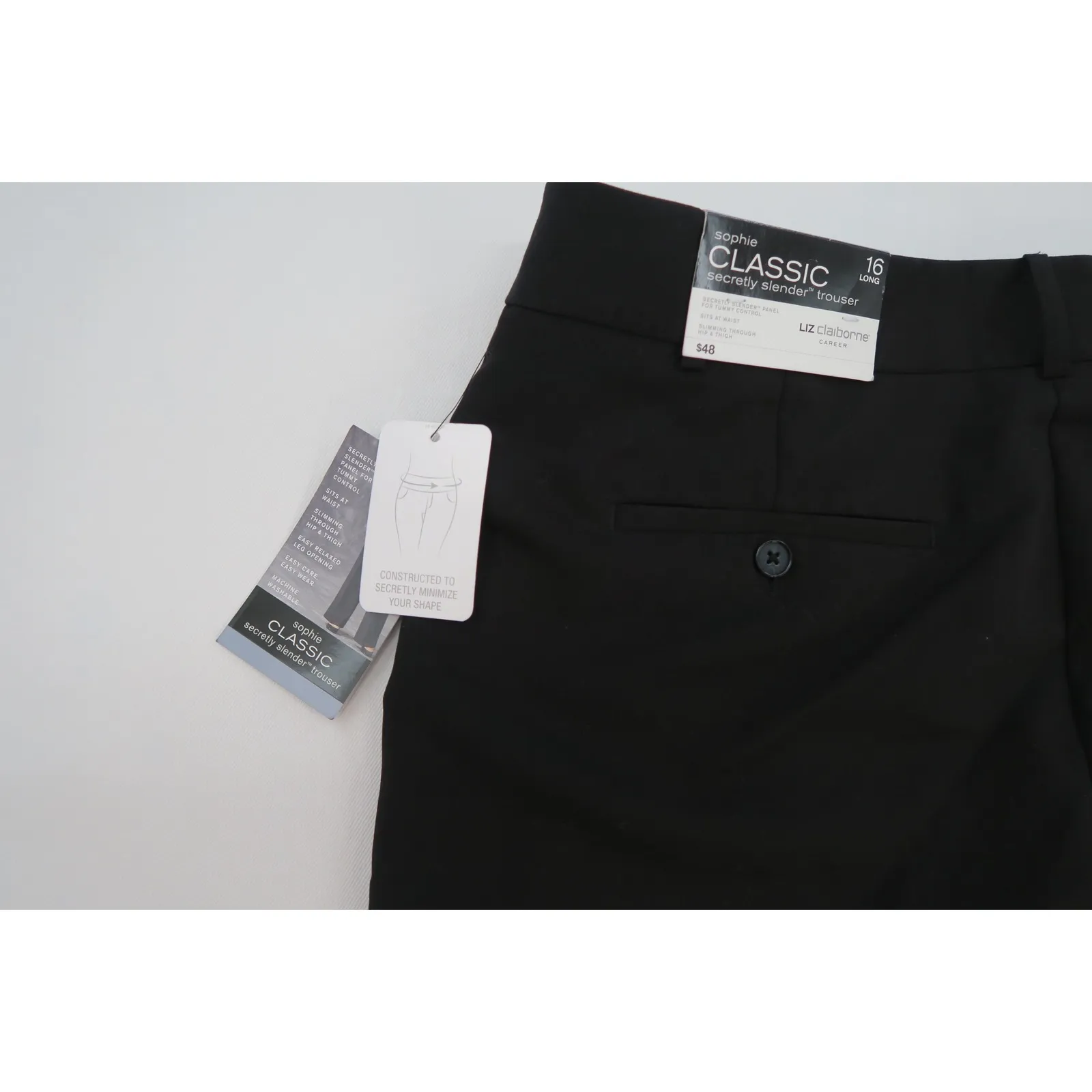 Liz Claiborne Classic Sophie Secretly Slender Trouser Pants Black Size 16 Long - Image 7