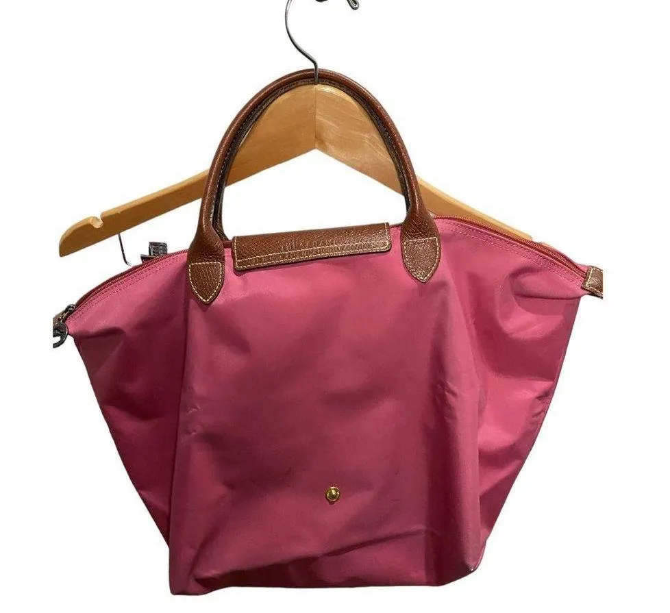 Longchamp Bag LE PILAGE pink and leather tote bag purse handle travel medium - Image 4