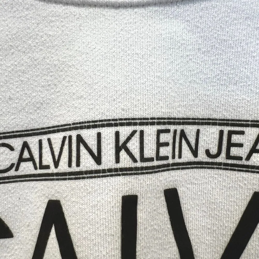 CALVIN KLEIN Jersey Sweatshirt Top Sz MD Short Sleeve Retro Style Y2K Streetwear - Image 3