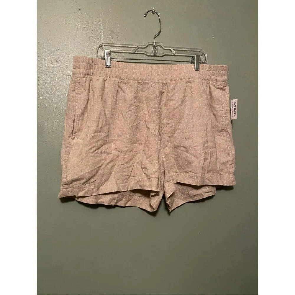 Old Navy  Beige Cream Pull On Linen Blend High Rise Shorts Size XL NWT - Image 2