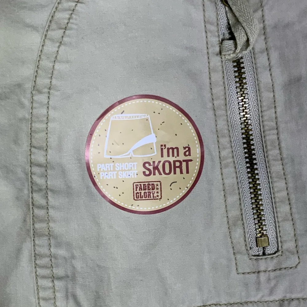 Vintage Faded Glory Cargo Skort Skirt Pockets Cotton Y2K Khaki Tan Women Size 12 - Image 9