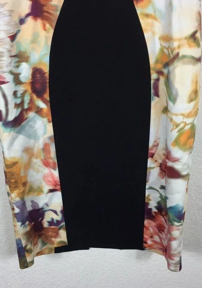 Black Halo Annabelle Sheath Midi Dress 6 Colorblock Abstract Panel Sleeveless - Image 10