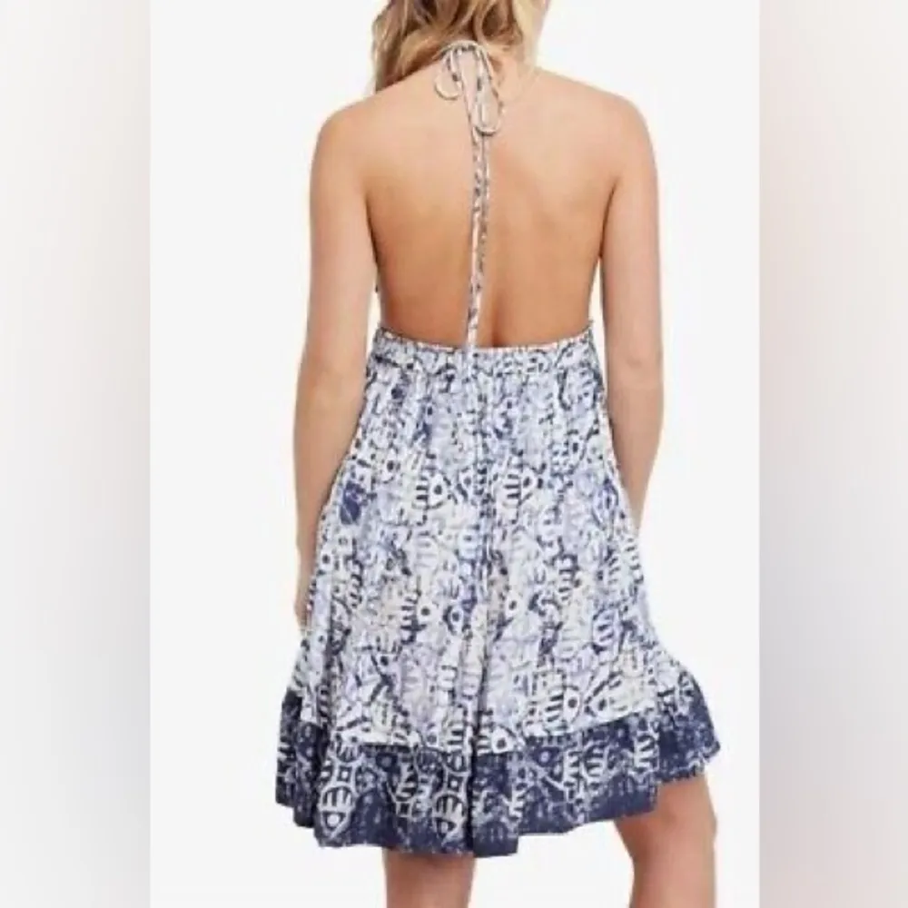 FREE PEOPLE Beach Day Halter Open Back Mini Dress - Image 3