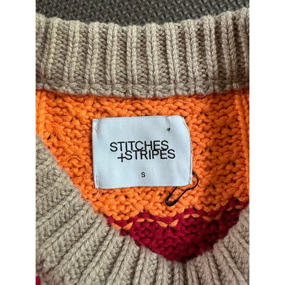 NWOT Stitches & Stripes Sweater Camden Colorful Multicolor Pullover Sz Small Pink - Image 7