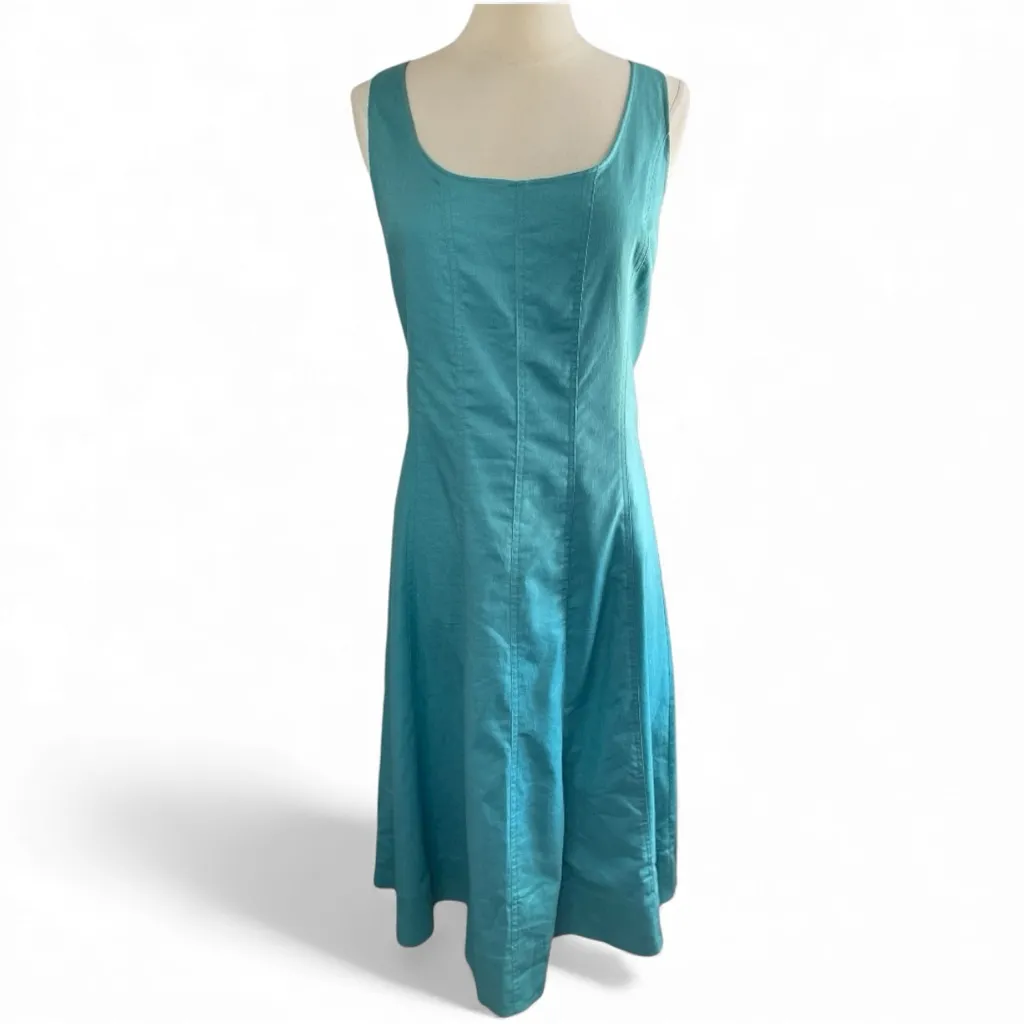 BANANA REPUBLIC Linen Blend Midi Dress in Aquamarine, Size 18* (runs small) - Image 2