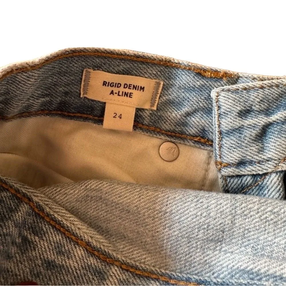 Madewell NWT Rigid Denim A-Line Mini Skirt in Fitzgerald Wash - Image 7