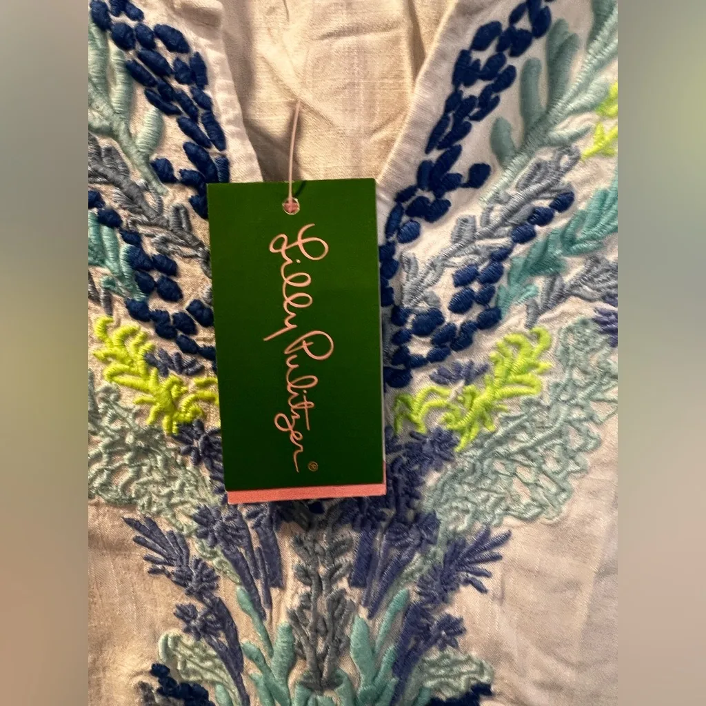 NWT Lily Pulitzer Sea Avenue Embroidered Tunic Top White Size Medium Blouse - Image 6
